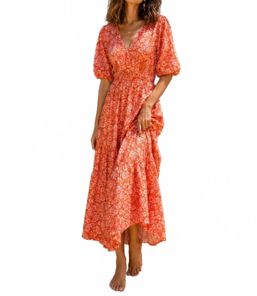 NEW THE KORNER bloom maxi dress in orange